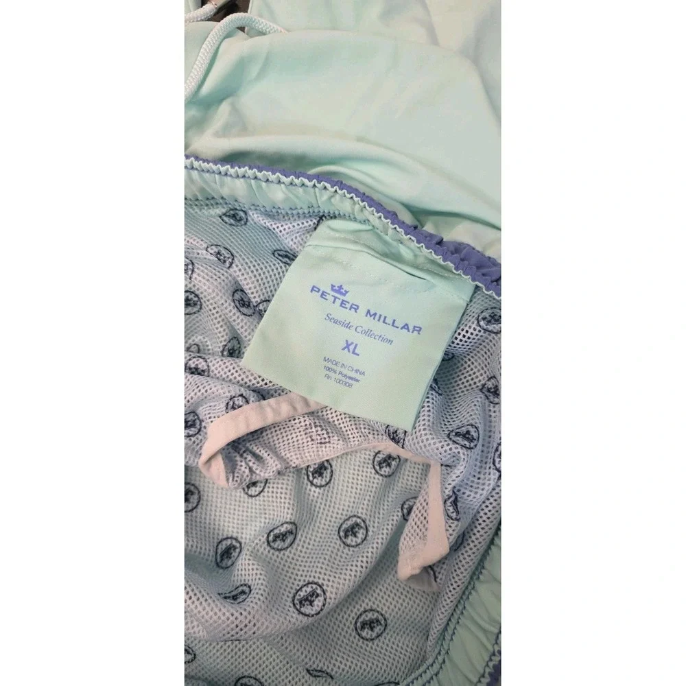 Peter Millar‎ Shorts Men XL Teal Seaside Collection Lined Swim Trunks Beach
